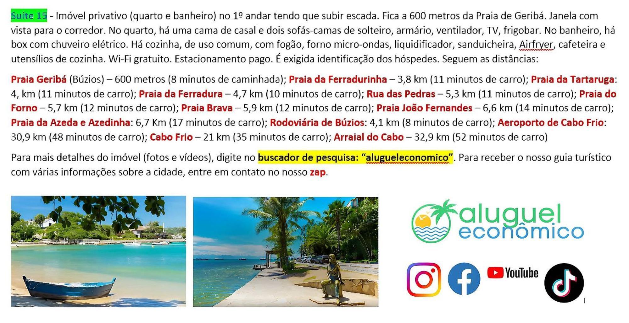 Appartamento Búzios - Geribá - Aluguel Econômico Esterno foto