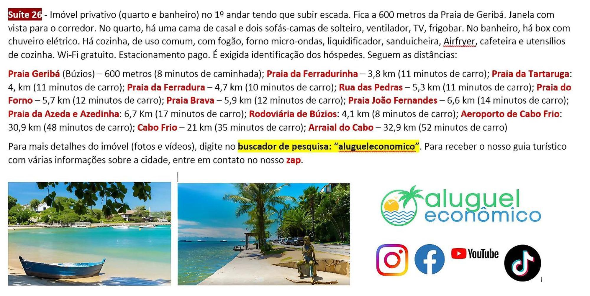 Appartamento Búzios - Geribá - Aluguel Econômico Esterno foto