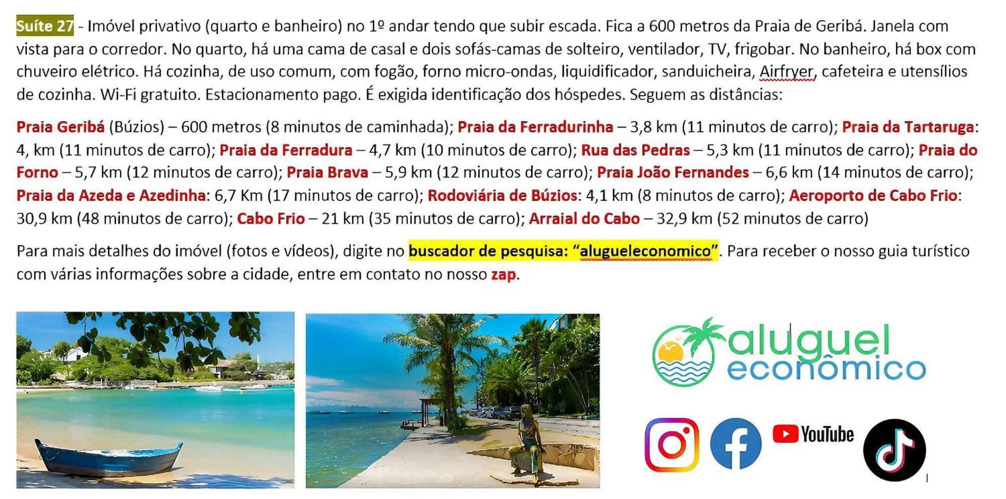 Appartamento Búzios - Geribá - Aluguel Econômico Esterno foto