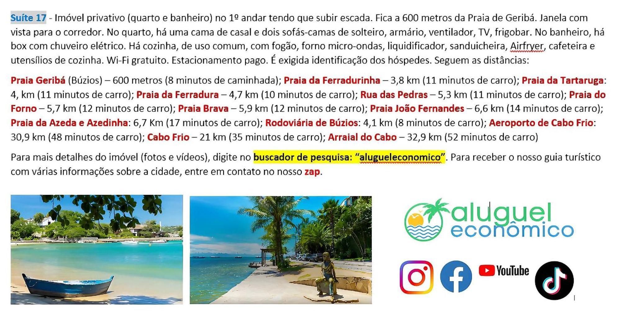 Appartamento Búzios - Geribá - Aluguel Econômico Esterno foto
