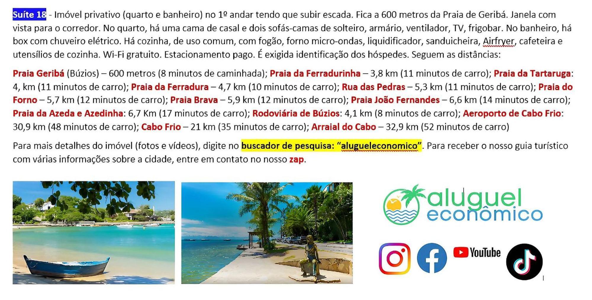 Appartamento Búzios - Geribá - Aluguel Econômico Esterno foto