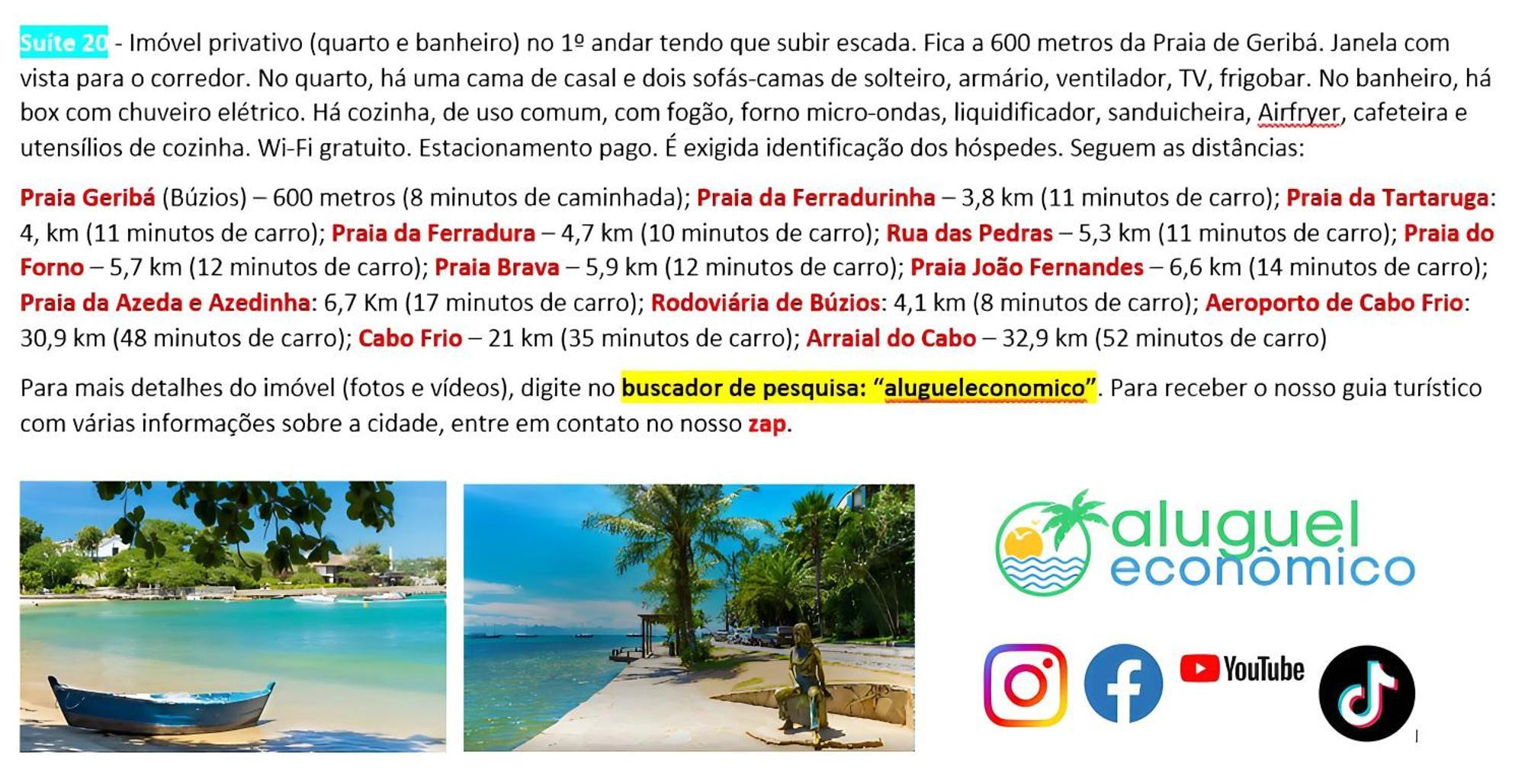 Appartamento Búzios - Geribá - Aluguel Econômico Esterno foto