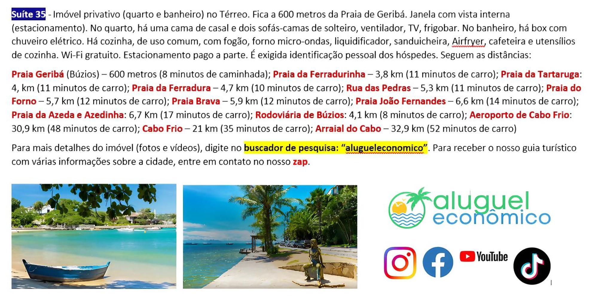 Appartamento Búzios - Geribá - Aluguel Econômico Esterno foto